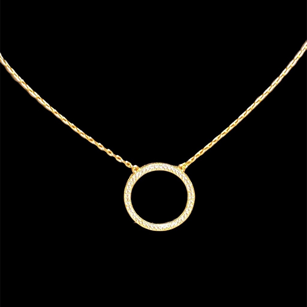 Sterling Silver Pave Open Circle Pendant Necklace